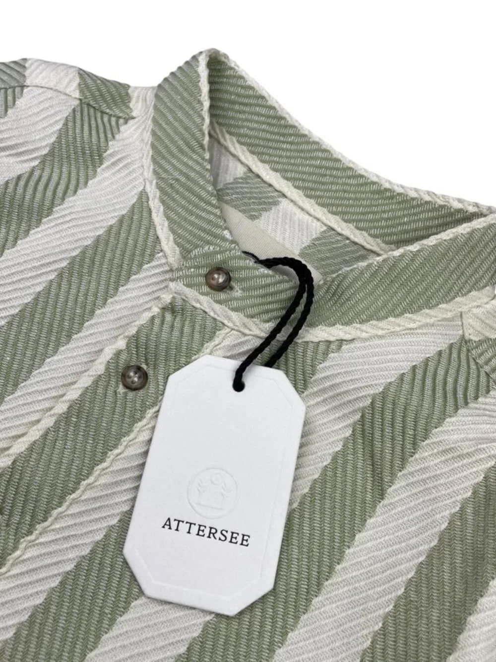 NEW Attersee Women's The New Caftan Tunic Dress Green Stripe Herringbone• Medium